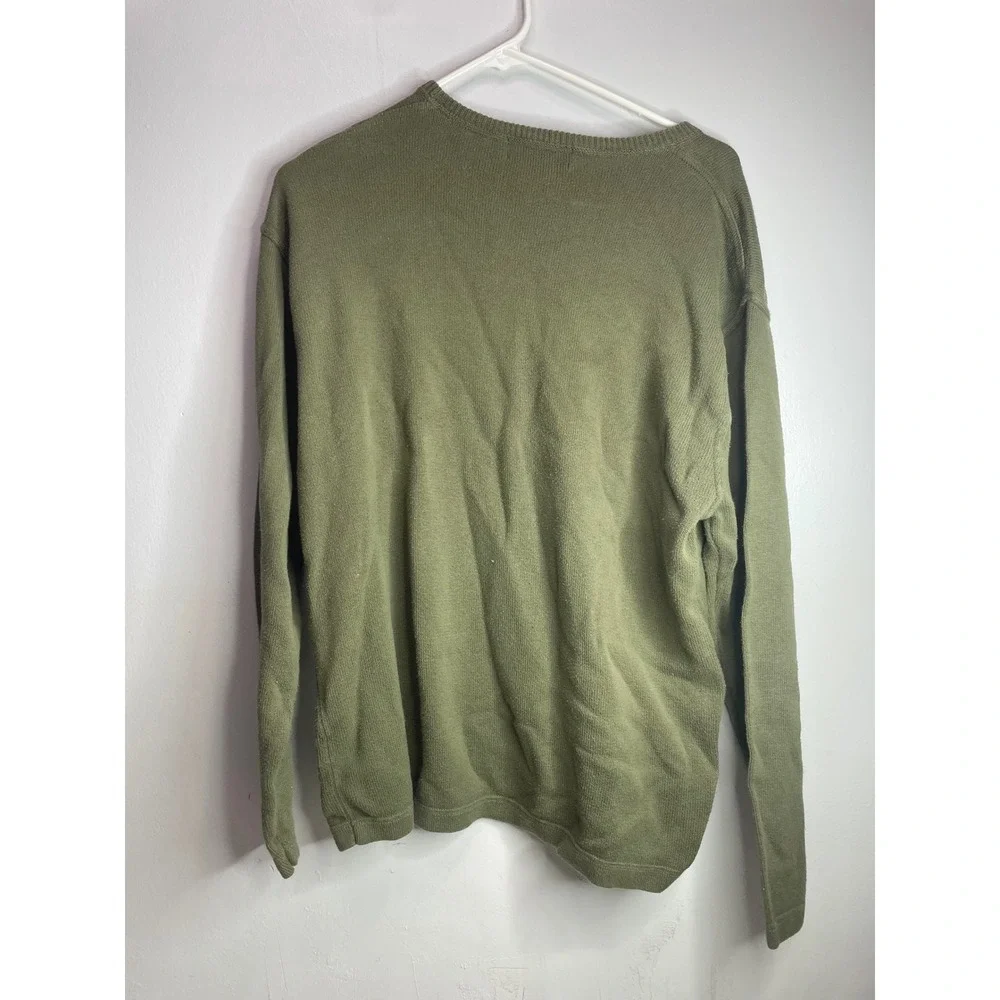 J Crew Olive Green Crewneck Cotton Pullover Sweater Mens Medium